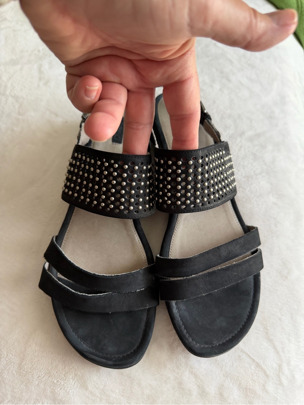 Ecco Black Studded Slingback Sandals